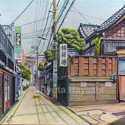 This is a pixiv picture whose title is 路地の記憶　北区滝野川.