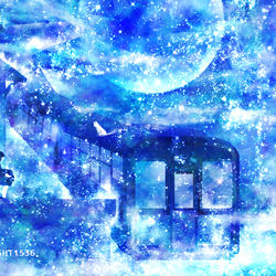 This is a pixiv picture whose title is 青色の始発.