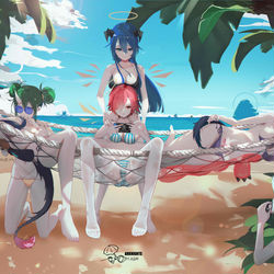 This is a pixiv picture whose title is 百合沙滩.