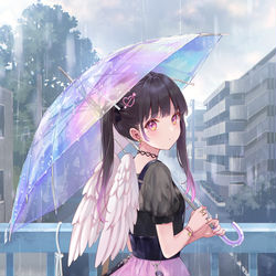 This is a pixiv picture whose title is 傘をひらいて翼をとじて.