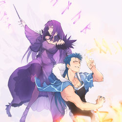 This is a pixiv picture whose title is Skadi and Caster Cú.