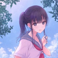 This is a pixiv picture whose title is 「ポニーテール、似合うかな？」.