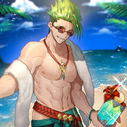 This is a pixiv picture whose title is 水着アキレウス（FEシルヴァン君の水着ver）.