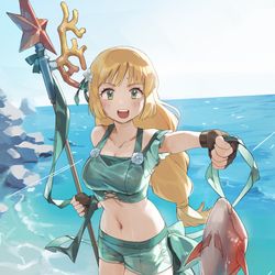 This is a pixiv picture whose title is 魚獲り騎士.
