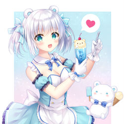 This is a pixiv picture whose title is Kuma Cream Soda💙.