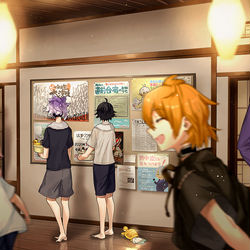 This is a pixiv picture whose title is 「海辺の直前合宿のお知らせ…？」.