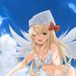 This is a pixiv picture whose title is 海ではしゃぐリリーホワイト.