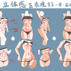 This is a pixiv picture whose title is 胴体の立体感を表現する.