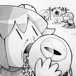 This is a pixiv picture whose title is 『目玉しゃぶって良いですよ、マスター。』.