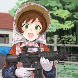 This is a pixiv picture whose title is エアガンで畑を守る木下ひなた.