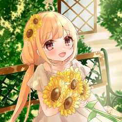 This is a pixiv picture whose title is ひまわりと杏ちゃん！.