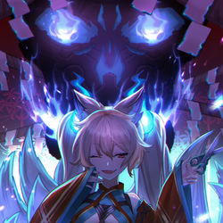 This is a pixiv picture whose title is 狐火.