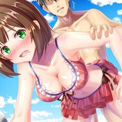 This is a pixiv picture whose title is みくにゃんが倒れそうなところを助けるP.