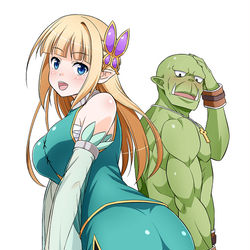 This is a pixiv picture whose title is 『変態エルフと真面目オーク』YouTubeアニメ版.