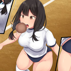 This is a pixiv picture whose title is むちむち女子のパン食い競争.