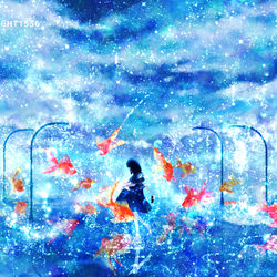 This is a pixiv picture whose title is 白昼夢に泳ぐ.