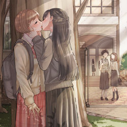 This is a pixiv picture whose title is skeb依頼百合イラスト.
