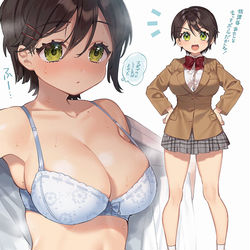 This is a pixiv picture whose title is クラスに1人いるボーイッシュ巨乳女子.