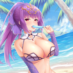 This is a pixiv picture whose title is 水着スカディ.