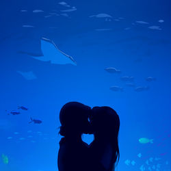 This is a pixiv picture whose title is 【絵理子と美優】❤️水族館🐬💋.