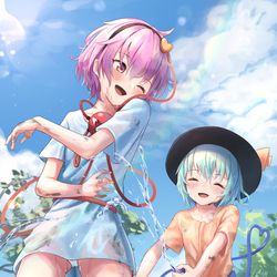 This is a pixiv picture whose title is 姉妹で水遊び.