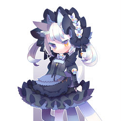 This is a pixiv picture whose title is 【オリジナル】猫耳ゴスネクロちゃん.