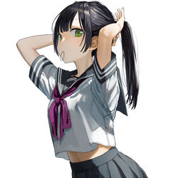 This is a pixiv picture whose title is セーラー服とポニーテール.