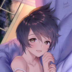 This is a pixiv picture whose title is 「おやすみ……」.