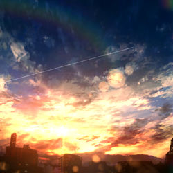 This is a pixiv picture whose title is 夕刻に染まる(人物無ver).