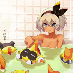 This is a pixiv picture whose title is タイレーツを風呂に浮かべるサイトウちゃん.