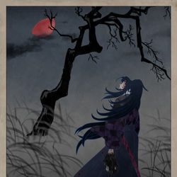 This is a pixiv picture whose title is 月夜行(げつやこう).