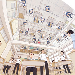 This is a pixiv picture whose title is 【妄想シリーズ】もしも教室の床がガラス張りだったら・・・.