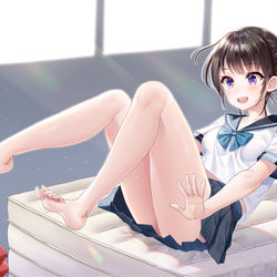 This is a pixiv picture whose title is 体育倉庫で遊ぶセーラー服のポニテJKちゃん.