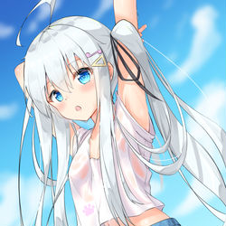 This is a pixiv picture whose title is 妹と水遊び.