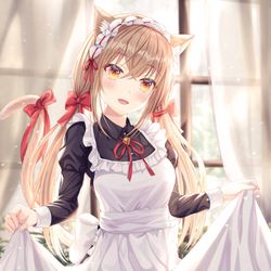 This is a pixiv picture whose title is 猫耳メイド.