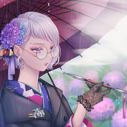 This is a pixiv picture whose title is 宿雨.