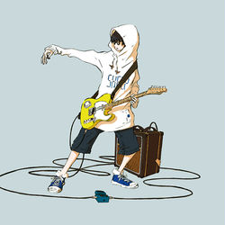 This is a pixiv picture whose title is 極東の羊、テレキャスターと踊る.