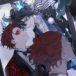 This is a pixiv picture whose title is ゴスマリエースとグリム(捏造）.