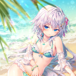 This is a pixiv picture whose title is 普段肌見せない系女子.