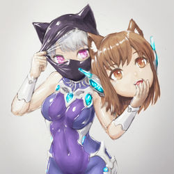 This is a pixiv picture whose title is 猫耳の中の人.