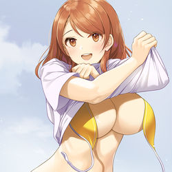 This is a pixiv picture whose title is 【166】「下に着てるよ！」.