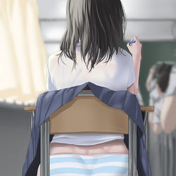 This is a pixiv picture whose title is 学年で一番人気のクール美人のパンツを見たことがあるか？.