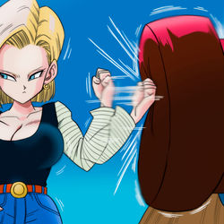 This is a pixiv picture whose title is 人造人間18号 HIT !!!!!.
