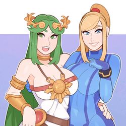 This is a pixiv picture whose title is Samus and Palutena.