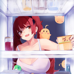 This is a pixiv picture whose title is ホノルルと冷蔵庫にプリン.