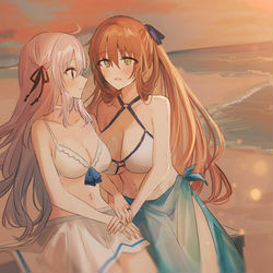 This is a pixiv picture whose title is 女指揮官と春田さん.