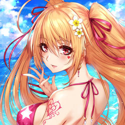 This is a pixiv picture whose title is 水着キャロライン・ユリ.