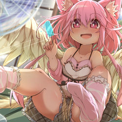 This is a pixiv picture whose title is 夏休みに田舎のおじいちゃん家で無防備に扇風機で涼むみゅりあちぃ.