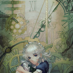 This is a pixiv picture whose title is 咲夜の世界.