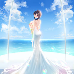 This is a pixiv picture whose title is 海の上のウエディング.
